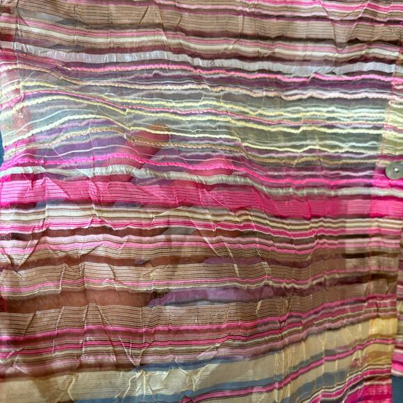 CitiKnits Sheer Seersucker Blouse Casual Button Down Striped Womens Small Artsy - Picture 10 of 11